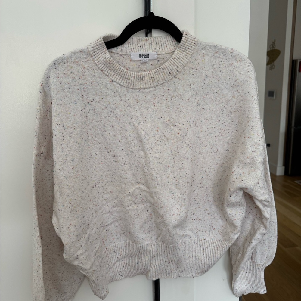 BB Dakota Cream Speckled Crew Neck Sweater